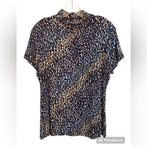 Emma James Stretch pullover short sleeve mock neck size L